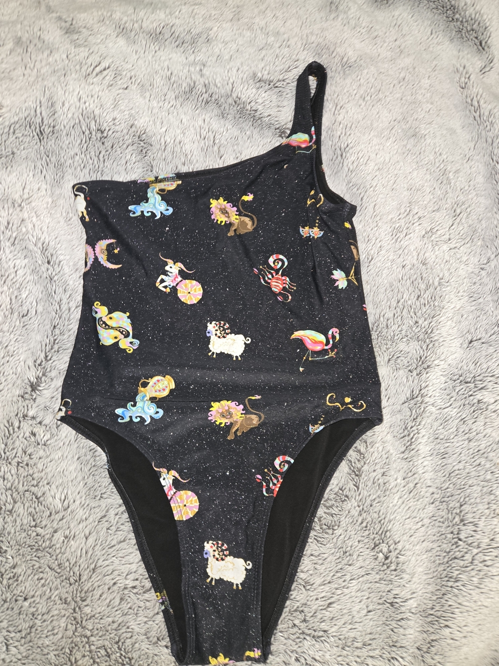Cynthia Rowley Black Unicorn & Animal Print One-Piece Swimsuit